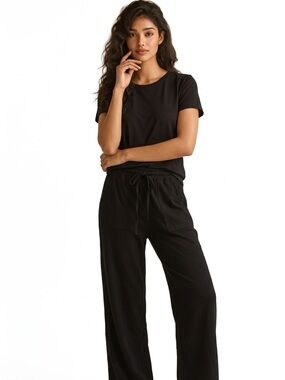 GAP Black Wide-Leg Drawstring Pants
